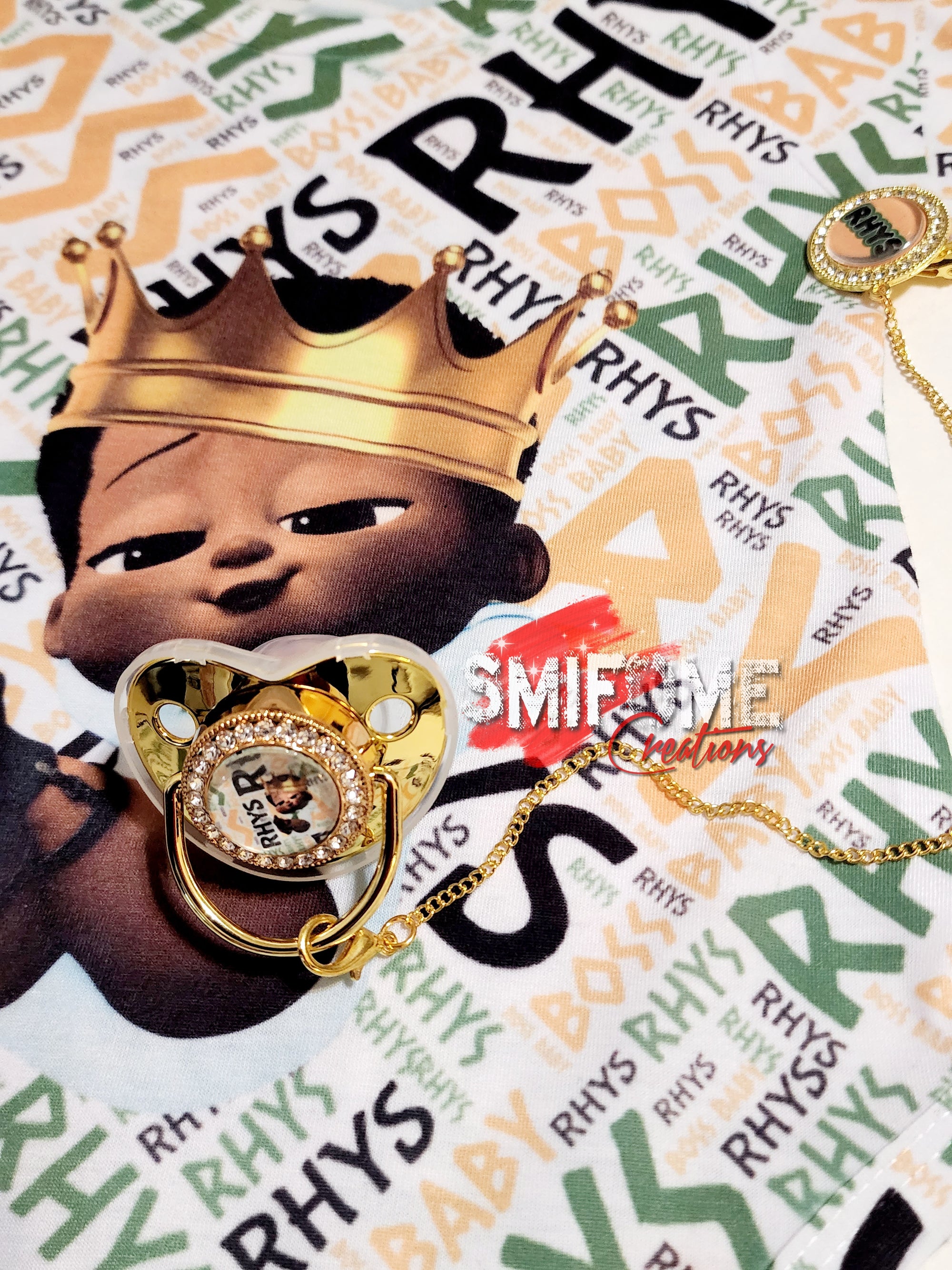 Custom baby bodysuit and pacifier